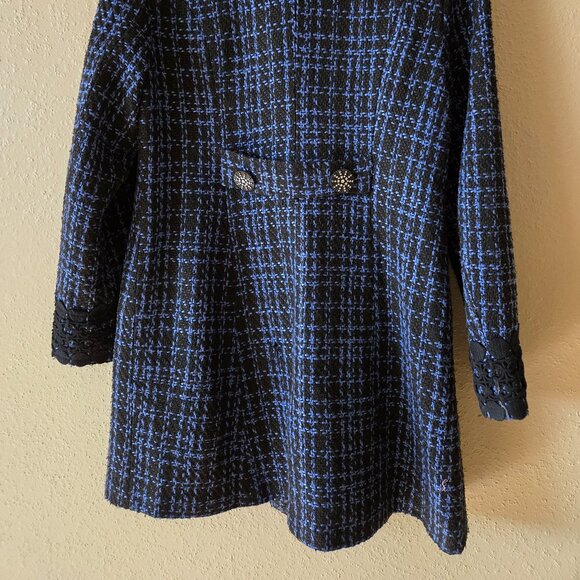 Chic Military Style Blue and Black Coat - Picture 4 of 6